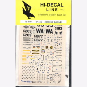 Hi-Decal Line 72-009, F-15E Strike Eagle 1:72 Modellbau Abziehbild