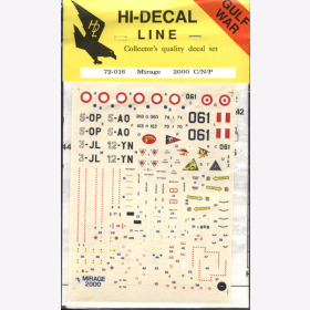 Hi-Decal Line 72-016, Mirage 2000 C/N/P 1:72 Modellbau Abziehbild