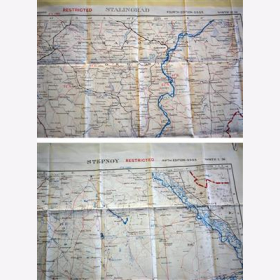 Fliegerkarte Silk Map von Stalingrad und Stepony (Russland) 1:1.000.000