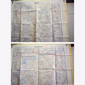 Fliegerkarte Silk Map von Penza und Kuybyshev (Russland) 1:1.000.000