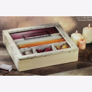 Kerzenbox aus Holz mit Glasdeckel im Antik-Look 30x30x7...