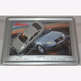 Schuco Modell 1:87 Audi A6 grau mit Schild aus Emaille