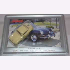 Schuco Modell 1:87 Porsche 356 A creme mit Schild aus Emaille