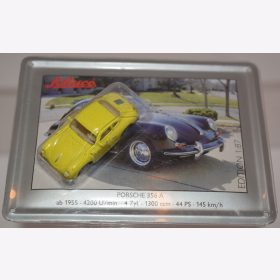 Schuco Modell 1:87 Porsche 356 A gelb mit Schild aus Emaille