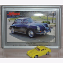 Schuco Modell 1:87 Porsche 356 A gelb mit Schild aus Emaille