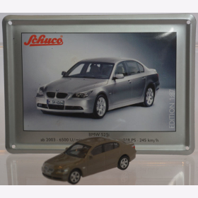 Schuco Modell 1:87 BMW 525i graubraun mit Schild aus Emaille