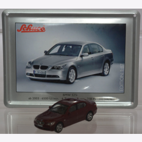 Schuco Modell 1:87 BMW 525i dunkelrot mit Schild aus Emaille