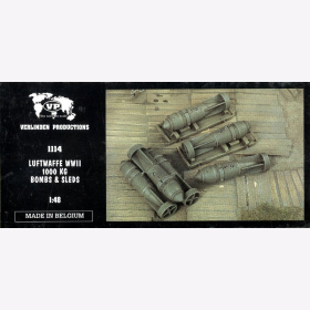 Luftwaffe WWII 1000kg Bombs &amp; Sleds Verlinden 1114 1:48 Flugzeug