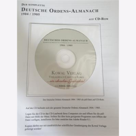 Geile Register 1904 / 1905 Deutschen Ordens-Almanachs Ehrenzeichen CD