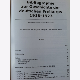 Thoms Bibliographie zur Geschichte der deutschen Freikorps 1918-1923 Milit&auml;rgeschichtliche Bl&auml;tter Schriftenreihe zur Milit&auml;rgeschichte