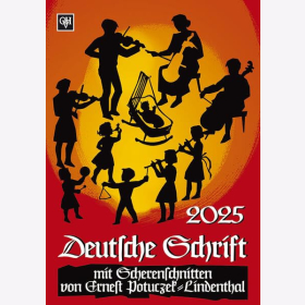 Deutsche Schrift Kalender 2025 Farbfotos Sinnesspr&uuml;che Scherenschnitte